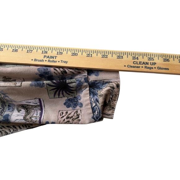 Tcp & Co Animal Print Button Shirt Beige Blue Safari Wildlife Vintage 90s - Picture 6 of 6